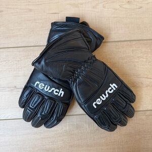 Vintage Reusch Black Leather Gloves Snowboard Ski Skiing Snow Winter Unisex XS